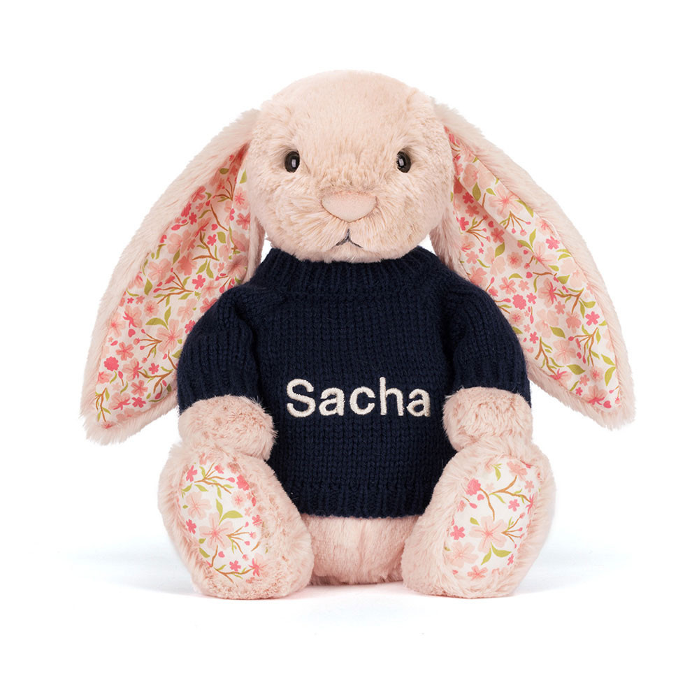 Blossom Blush Bunny 'Cherry' with Personalized Navy Jumper - 图片 9