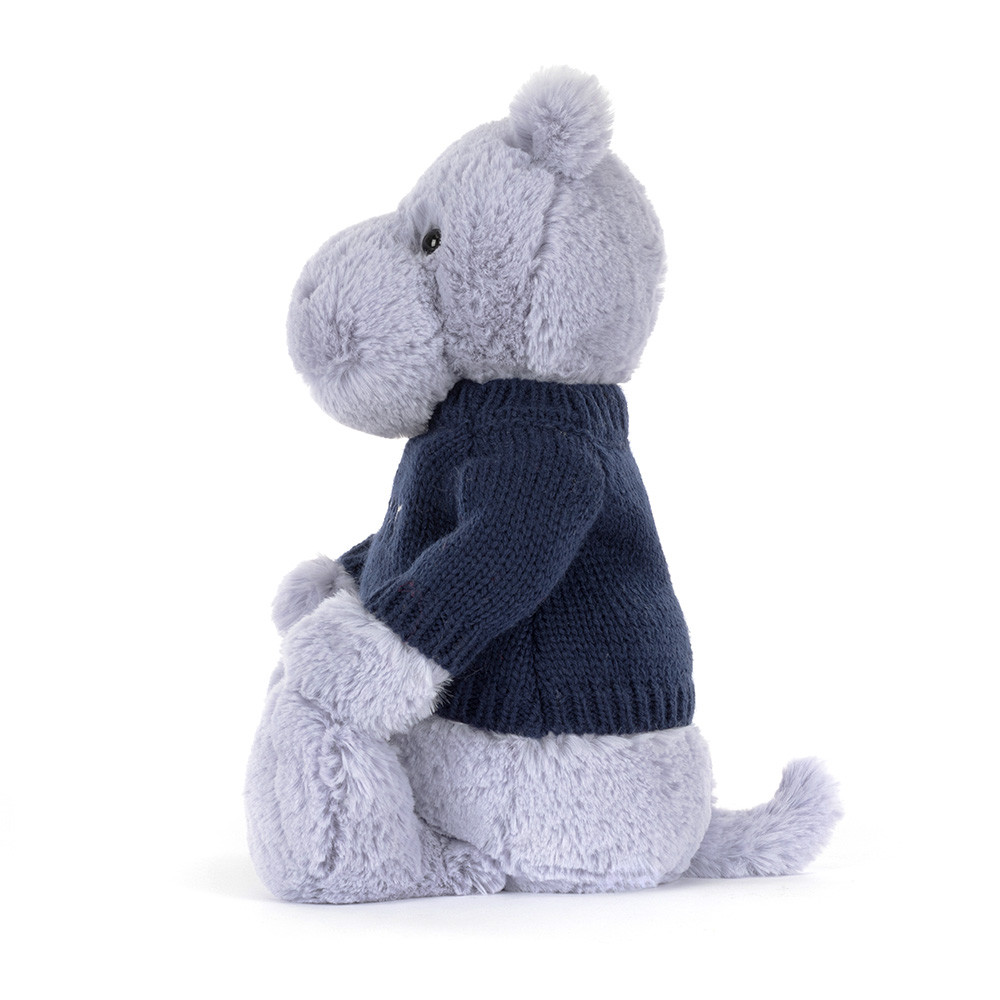 Bashful Hippo with Personalized Navy Jumper - 图片 2