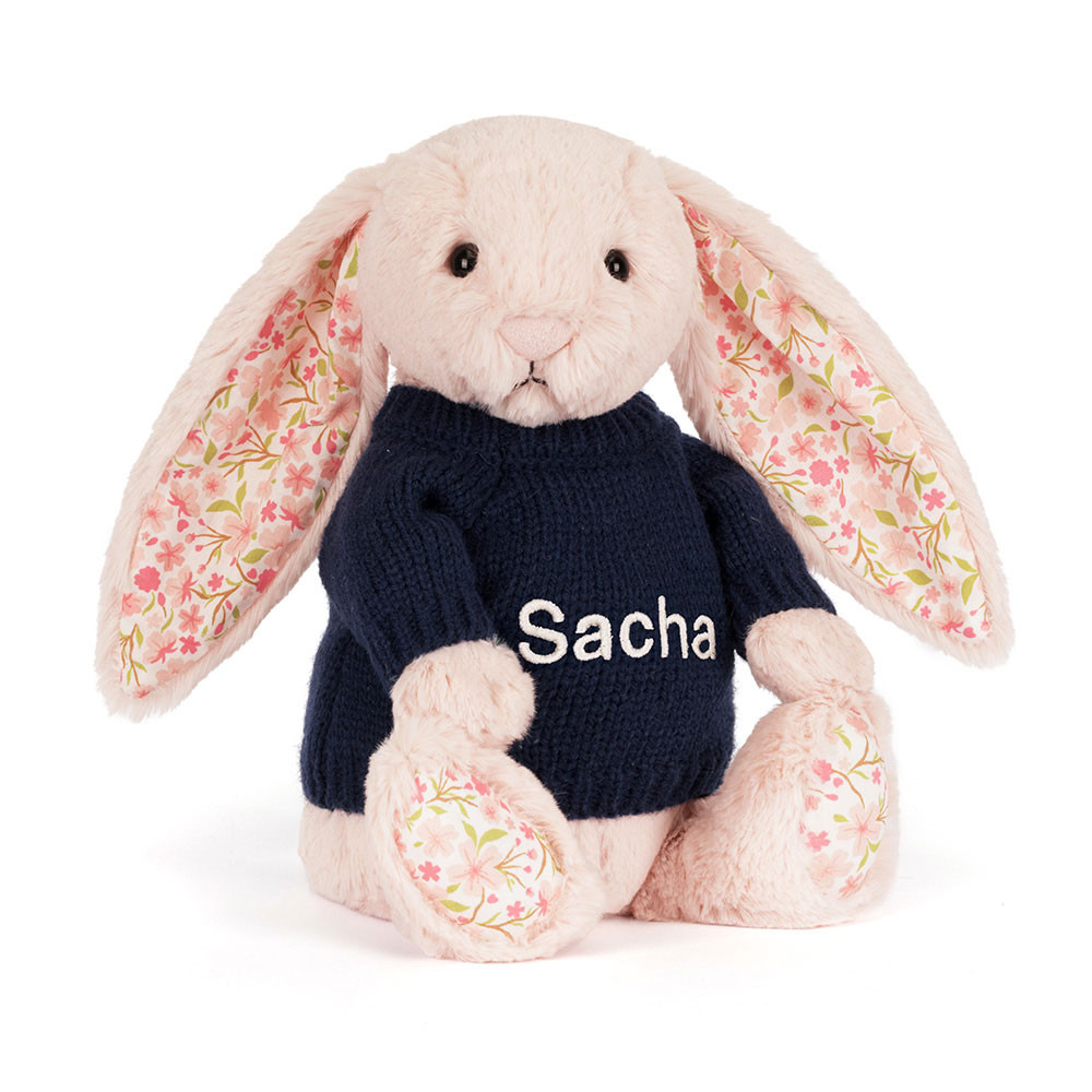 Blossom Blush Bunny 'Cherry' with Personalized Navy Jumper - 图片 10