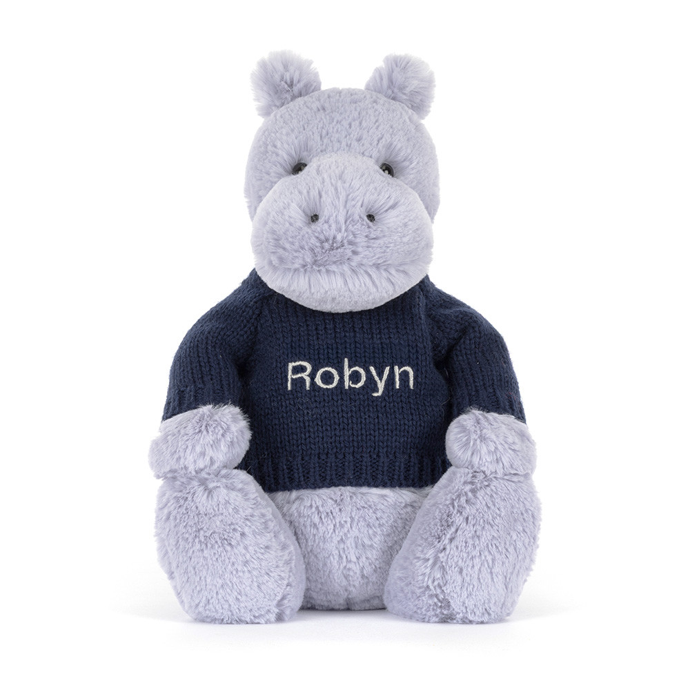 Bashful Hippo with Personalized Navy Jumper - 图片 4