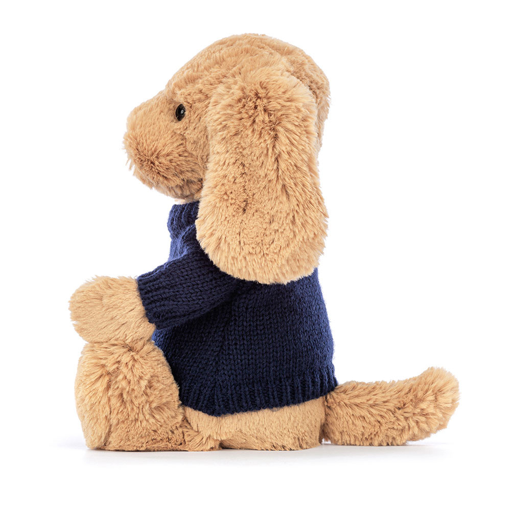 Bashful Toffee Puppy with Personalized Navy Jumper - 图片 4