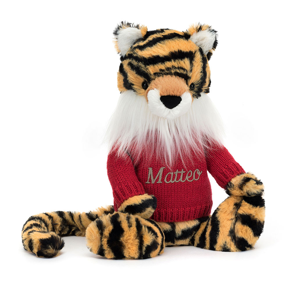 Bashful Tiger with Personalized Red Jumper - 图片 2