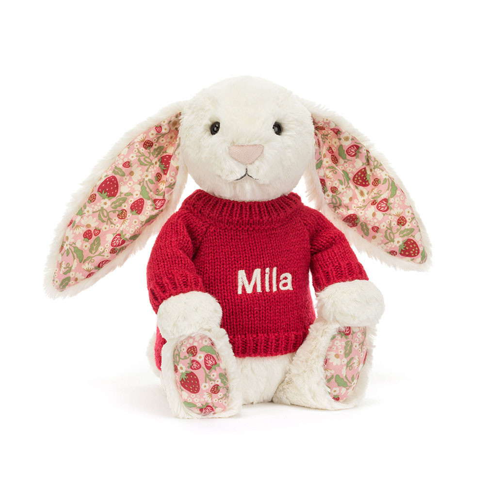 Blossom Cream Bunny 'Berry' with Personalized Red Jumper - 图片 10