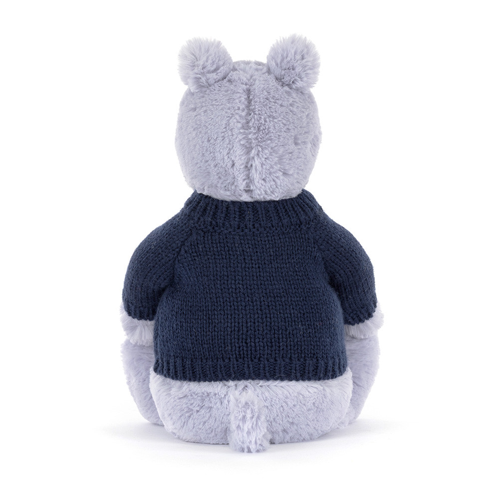 Bashful Hippo with Personalized Navy Jumper - 图片 3