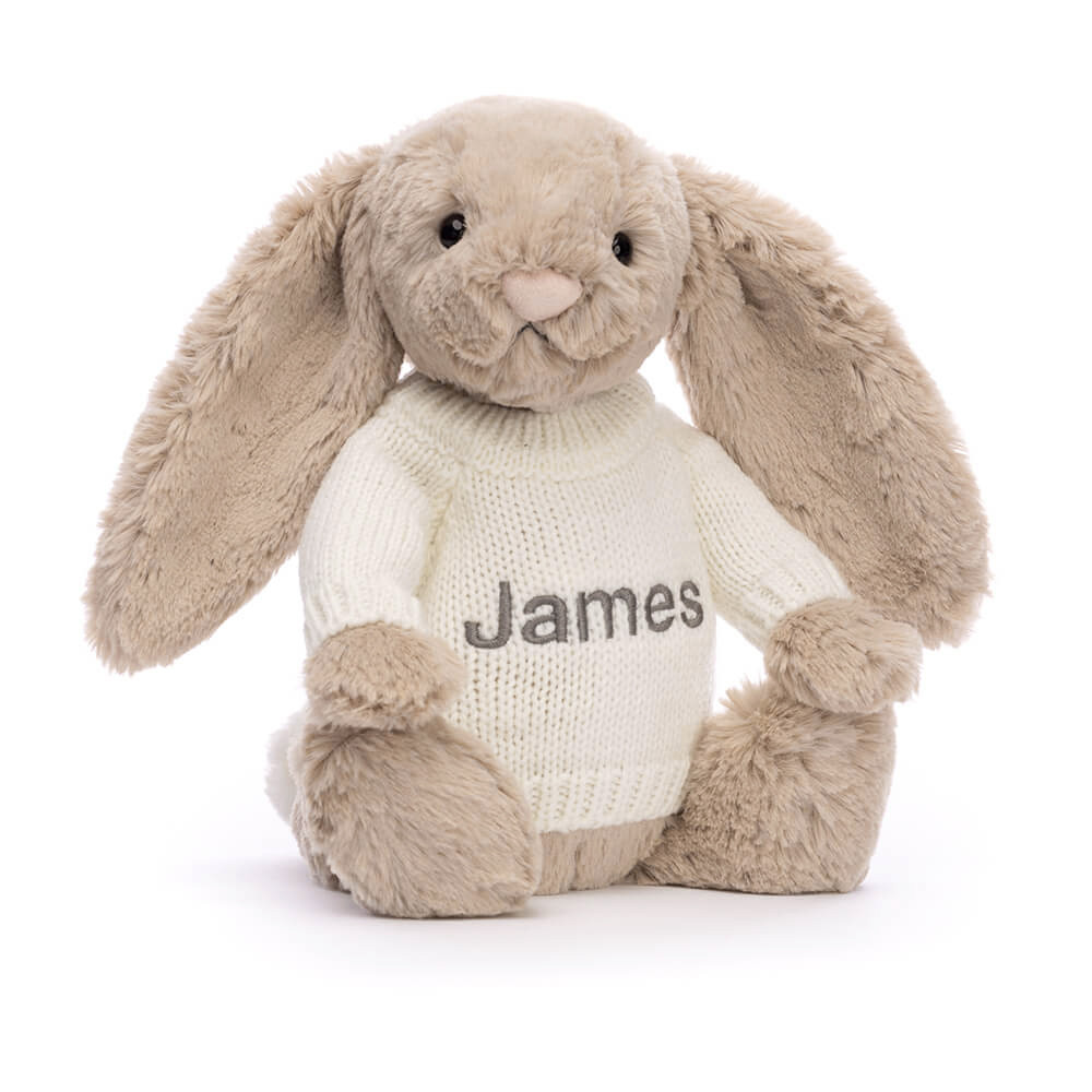 Bashful Beige Bunny with Personalized Cream Jumper - 图片 2