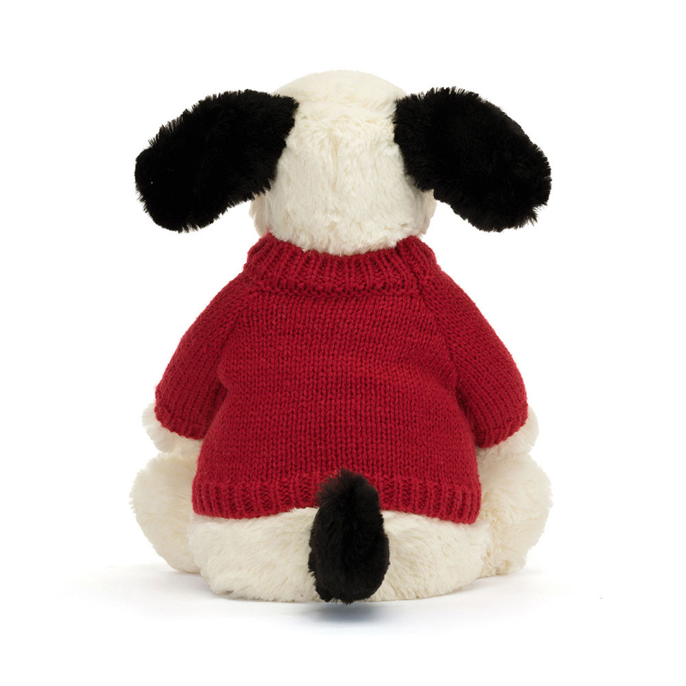 Bashful Black & Cream Puppy with Personalized Red Jumper - 图片 8