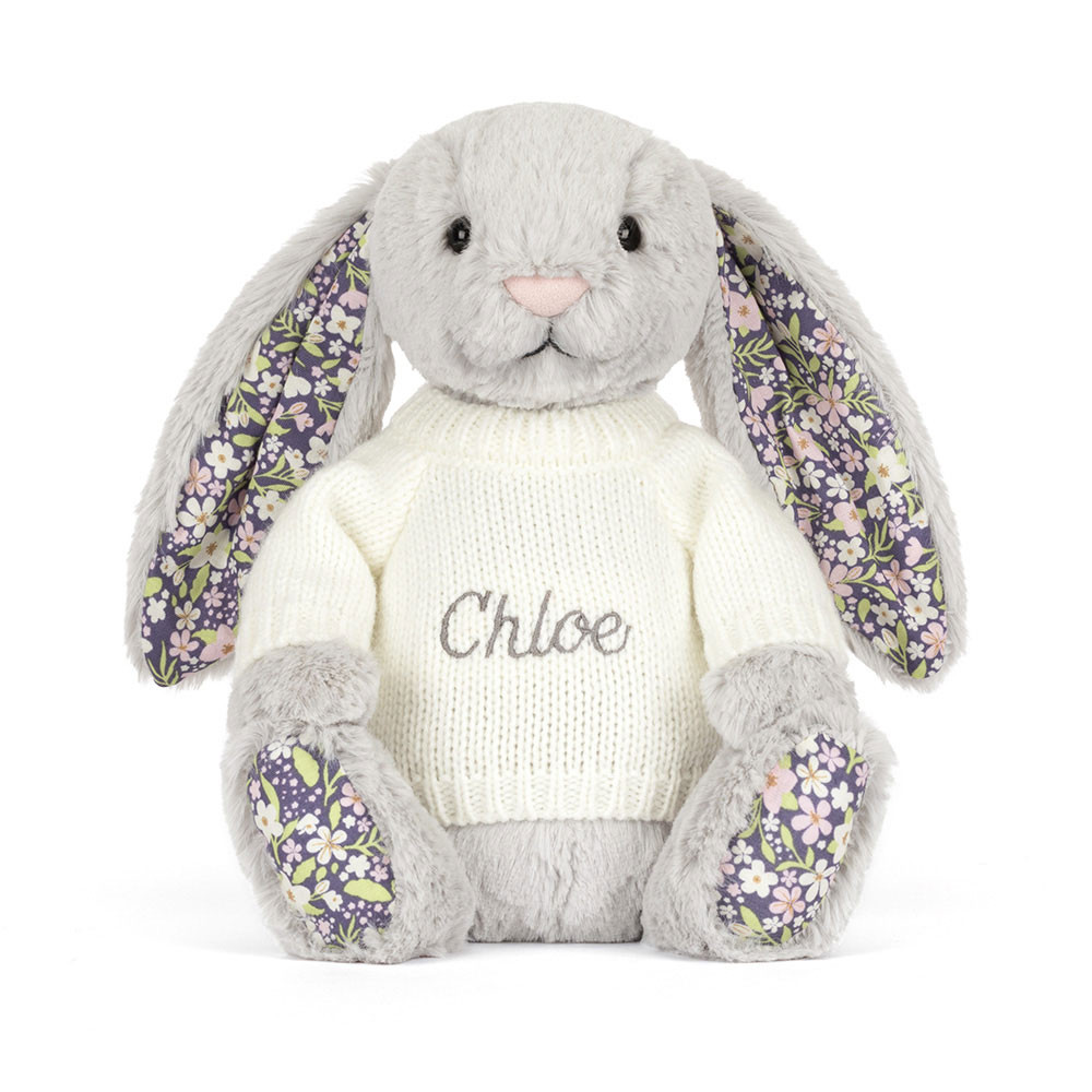 Blossom Silver Bunny 'Bloom' with Personalized Cream Jumper - 图片 5