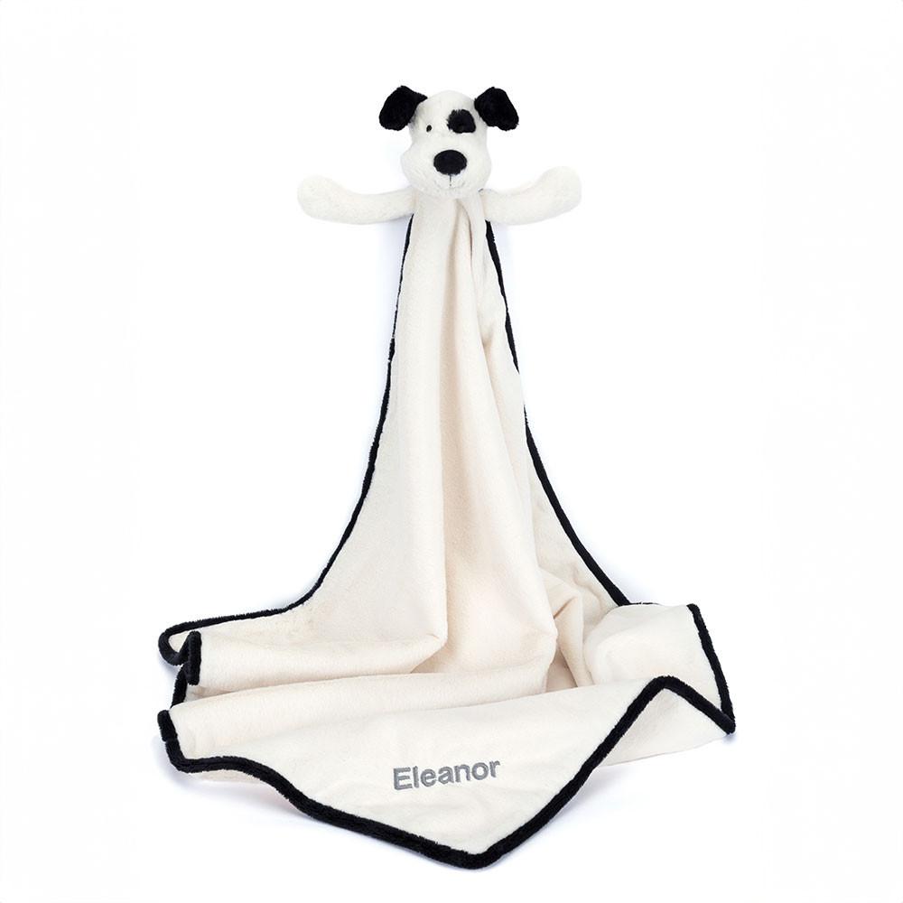 Personalized Bashful Black & Cream Puppy Blankie - 图片 2
