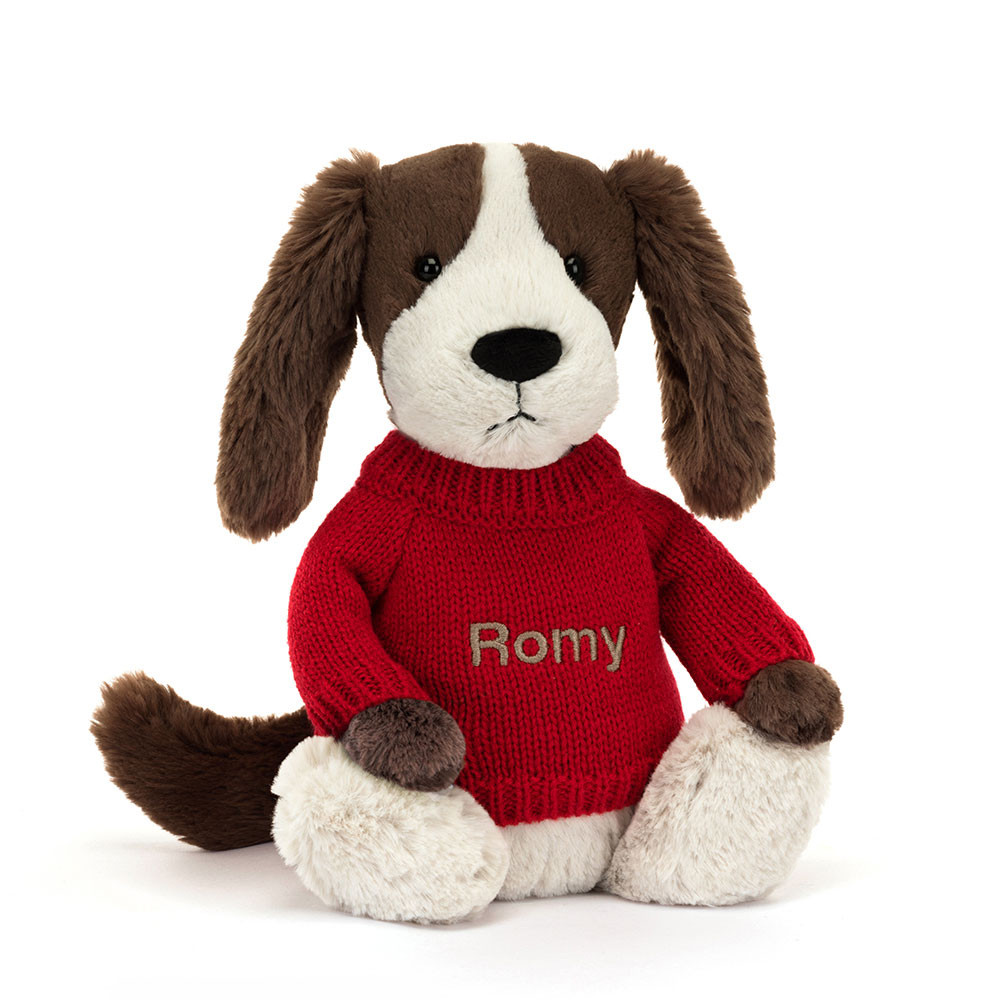 Bashful Fudge Puppy with Personalized Red Jumper - 图片 2