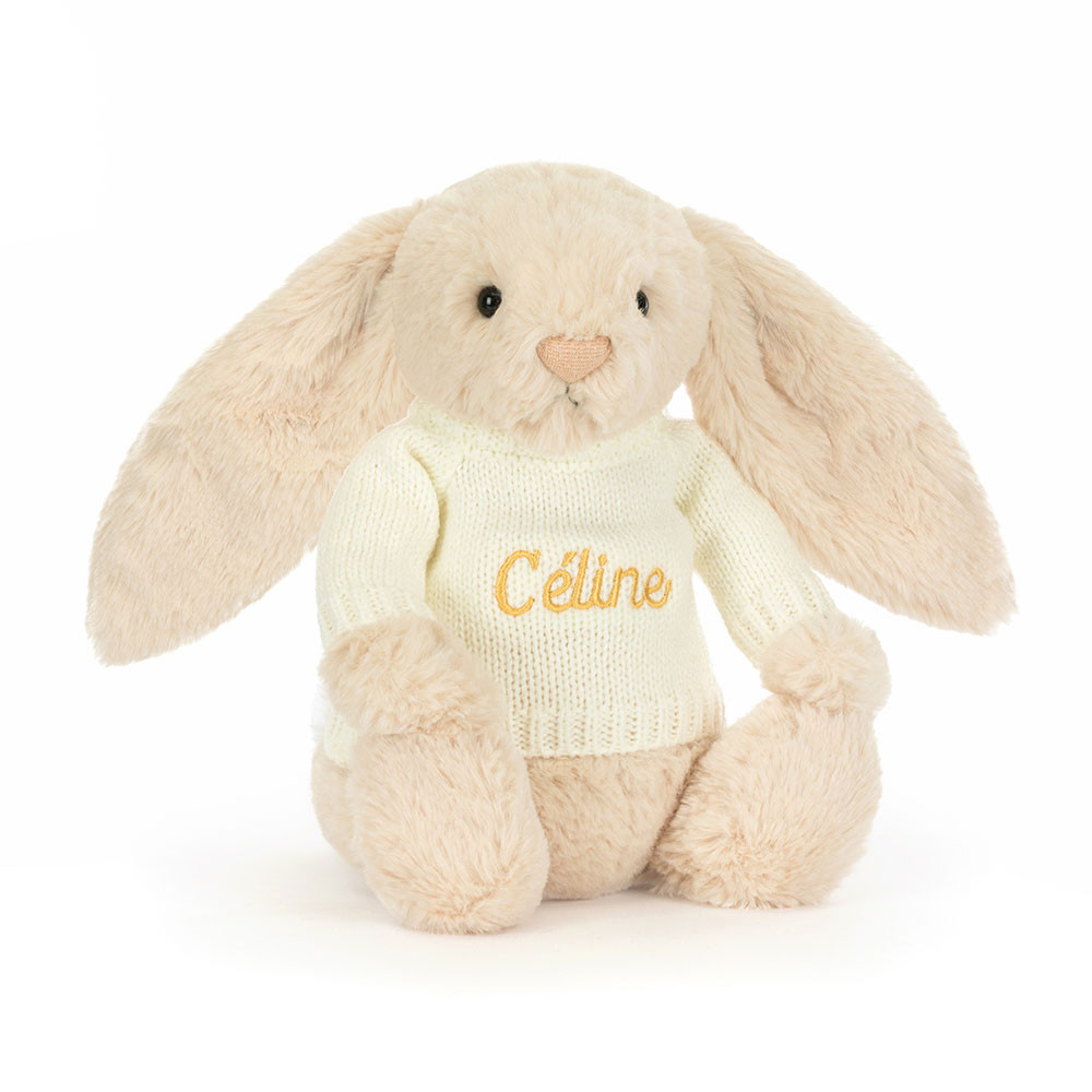 Bashful Luxe Bunny Willow with Personalized Cream Jumper