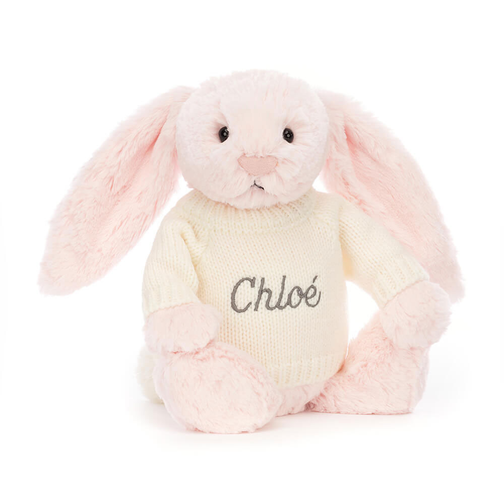 Bashful Pink Bunny with Personalized Cream Jumper - 图片 2
