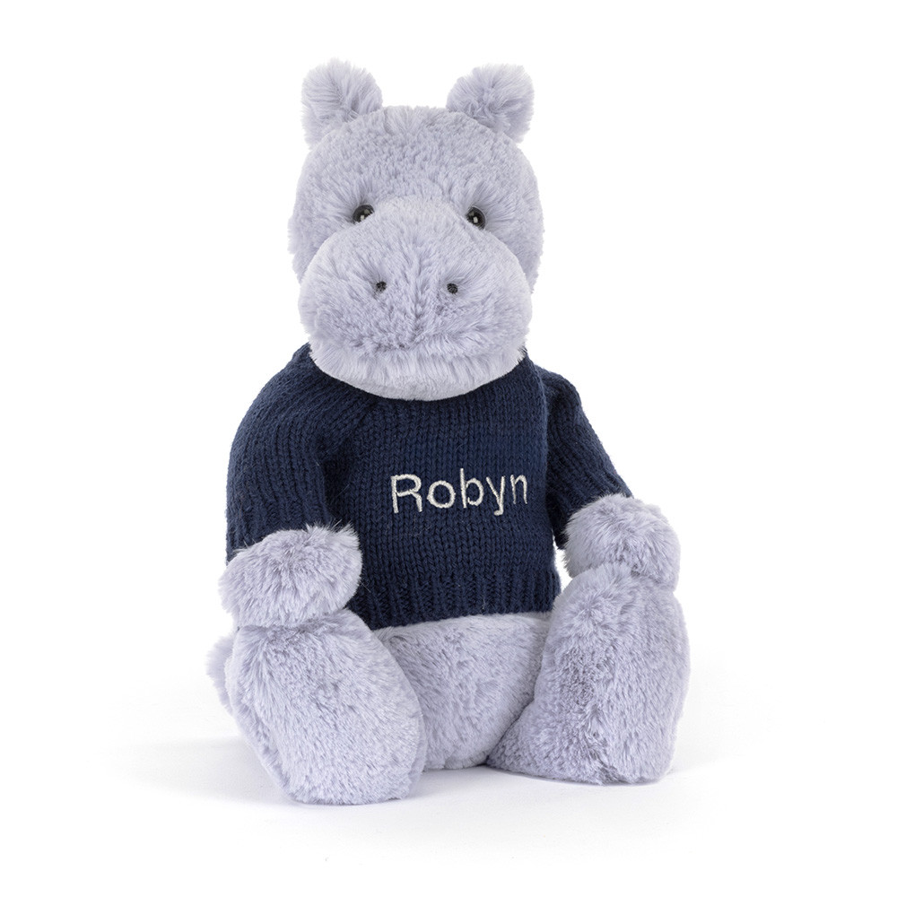 Bashful Hippo with Personalized Navy Jumper - 图片 10