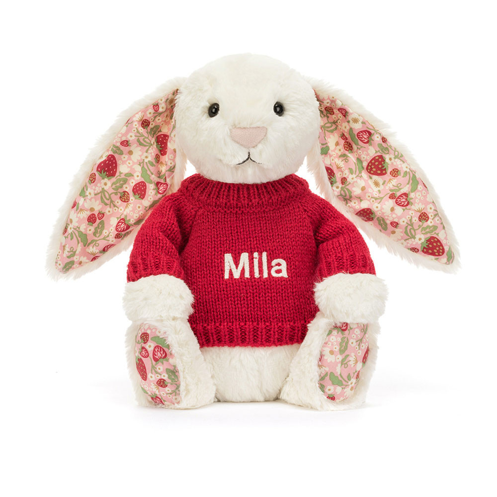 Blossom Cream Bunny 'Berry' with Personalized Red Jumper - 图片 9