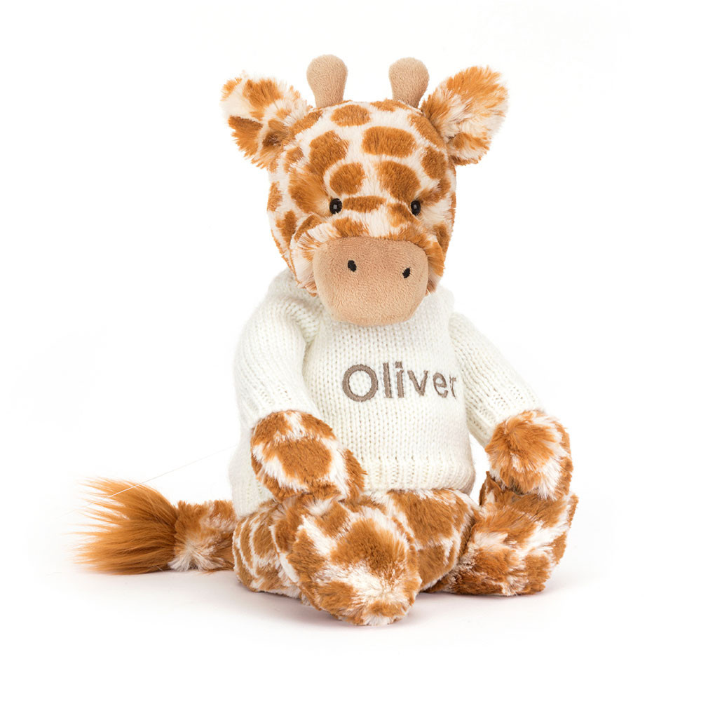 Bashful Giraffe with Personalized Cream Jumper - 图片 2